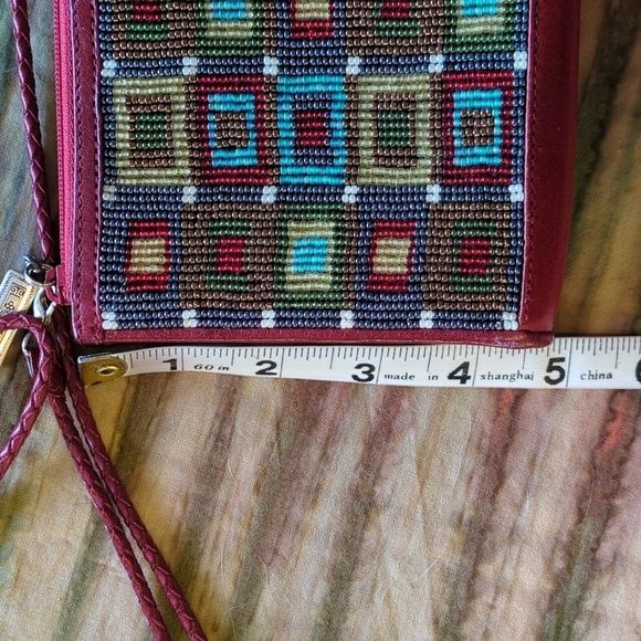 Brighton Beaded, Red Leather, Crossbody Mini-Bag - Picture 15 of 17